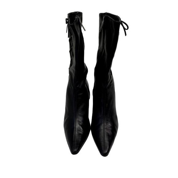 Banana Republic Boots Womens 6.5 Black Pointed Kitten Short Witchy Corset Italy - Picture 3 of 9